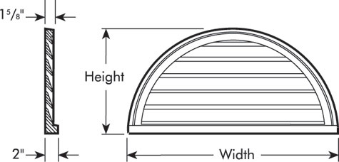 Half Round Louver Line Drawing