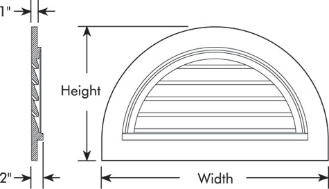 Half Round Louver With Trim Line Drawing