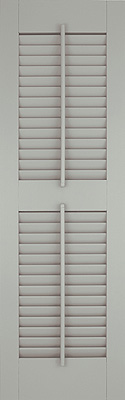 Open Louvered Shutters - Center Rail and Faux Tilt Rod